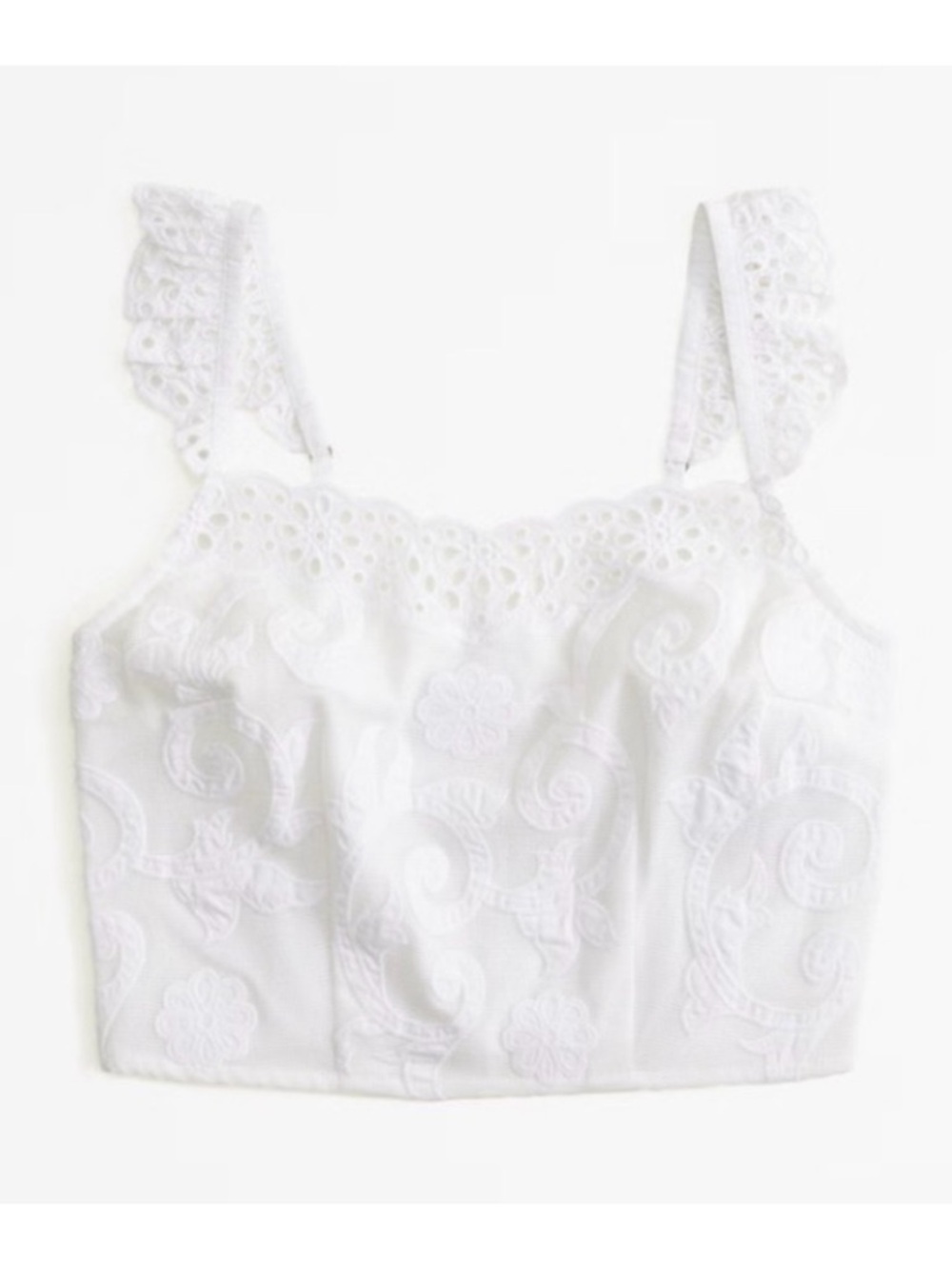 Abercrombie & Fitch White Lace Embroidered Crop Top - Picture 4 of 10